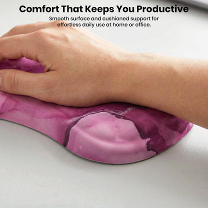 Pink marble memory foam wrist rest mouse pad close-up