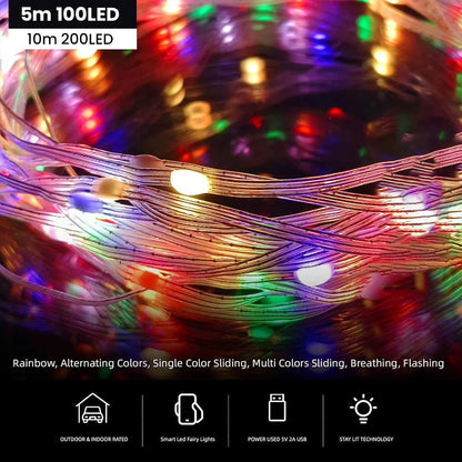 USB Powered Smart Fairy String Lights with Music Sync Tangle free