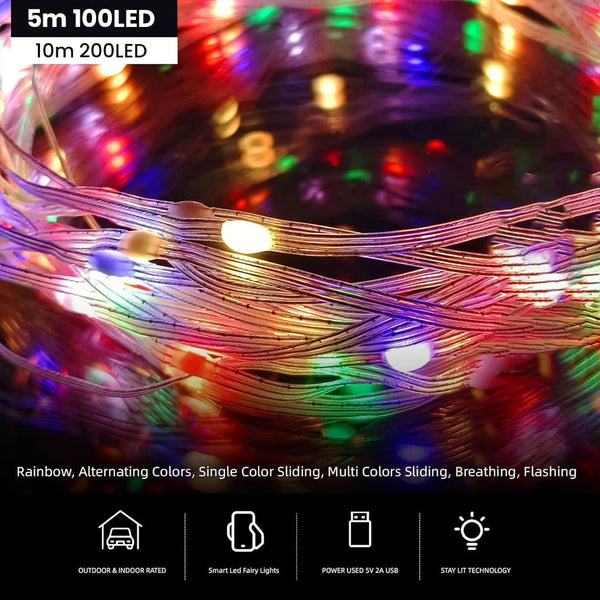 TECPHILE - USB Powered Smart Fairy Rice Lights with App & Remote Control - 12