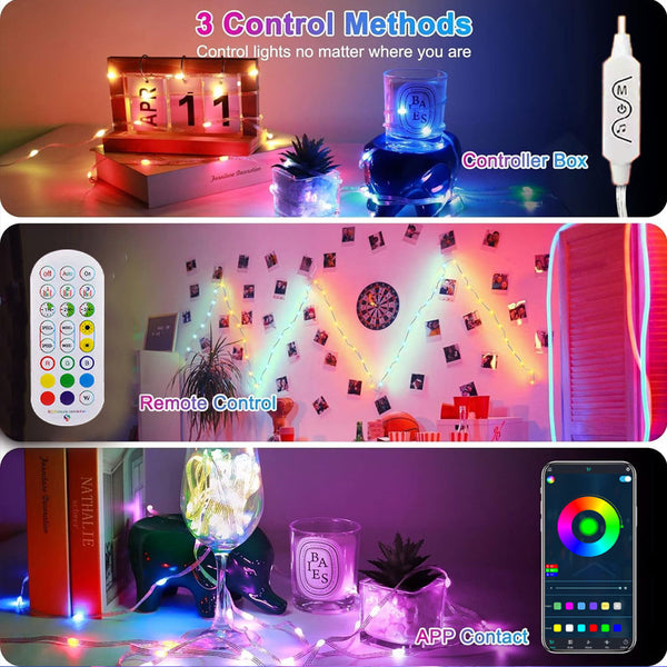 TECPHILE - USB Powered Smart Fairy Rice Lights with App & Remote Control - 4