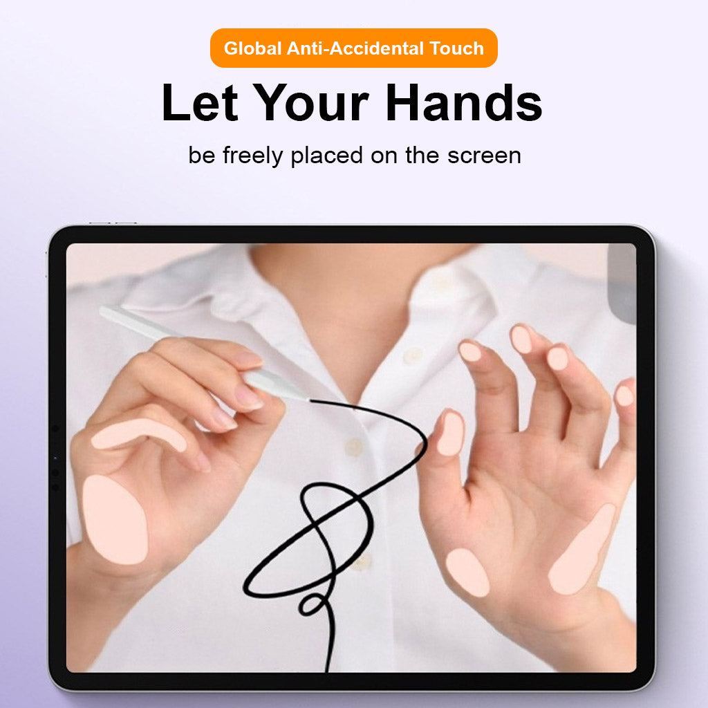 Palm rejection feature of TECPHILE P2 iPad Pencil allows natural hand placement on screen while drawing or writing.
