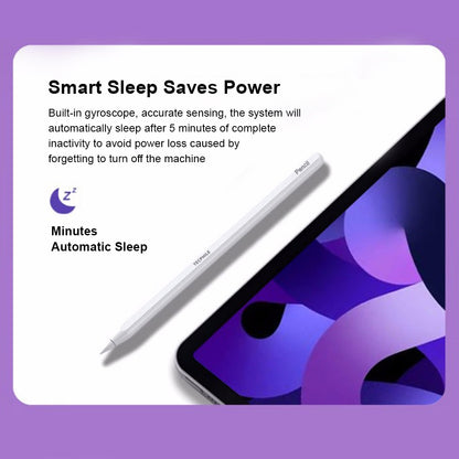 TECPHILE P2 stylus with smart sleep mode activates after 5 minutes of inactivity to conserve battery power.