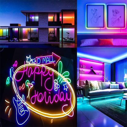 TECPHILE LED Neon Light enhances home decor with vibrant, colorful lighting for bedrooms, living rooms, and creative signage.