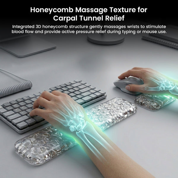 TECPHILE - Set of 2 Transparent Gel Keyboard and Mouse Wrist Rest - 3