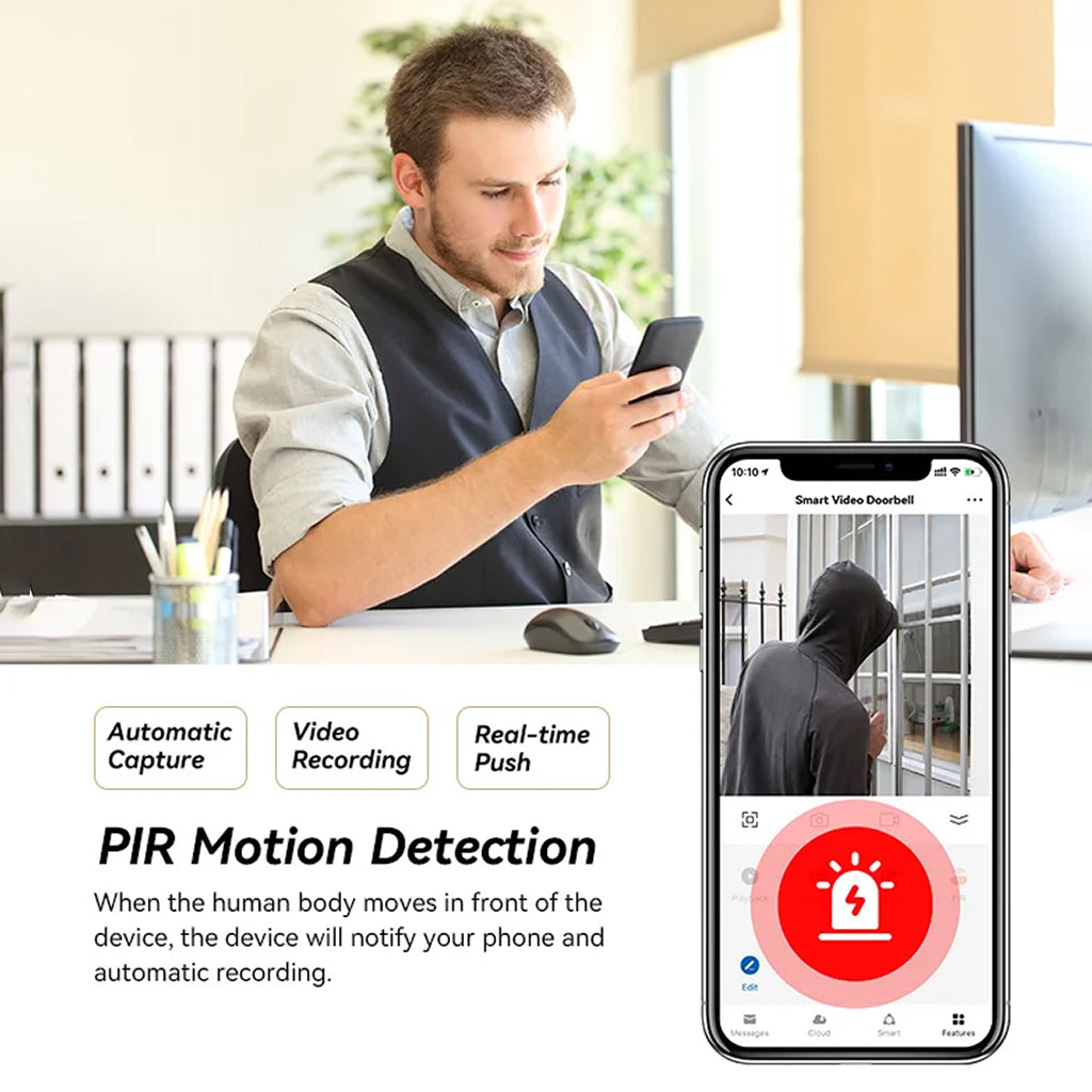 TECPHILE Smart Wireless Video Doorbell Two Way Audio