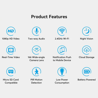 TECPHILE Smart Wireless Video Doorbell Two Way Audio