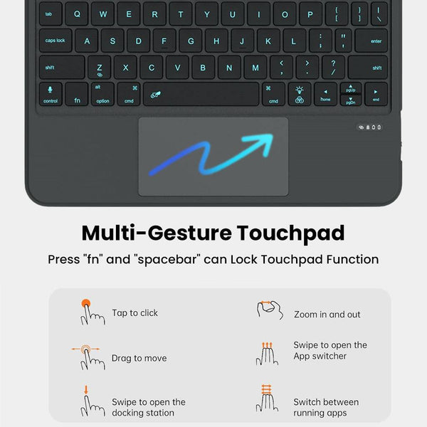 TECPHILE – TU3607 Keyboard for iPad A16, Air 11 (M3/M2), Air 4th/5th & Pro 11 (1st-4th Gen) - 4