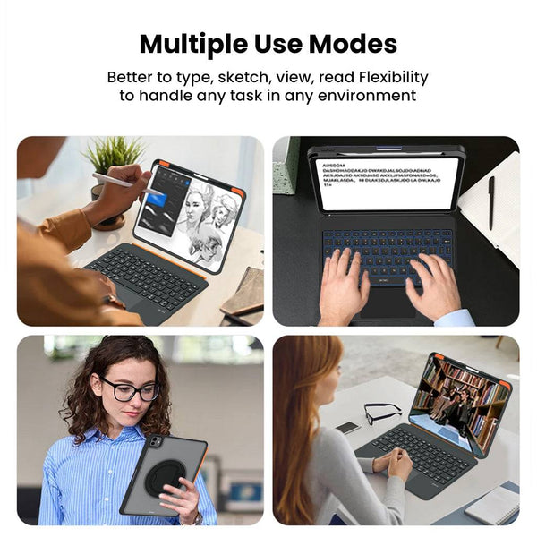 TECPHILE – TU3607 Keyboard for iPad A16, Air 11 (M3/M2), Air 4th/5th & Pro 11 (1st-4th Gen) - 8