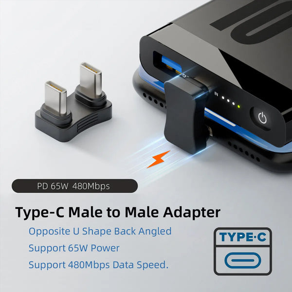 TECPHILE U Shaped Type C To USB C Male PD Adapter - 4