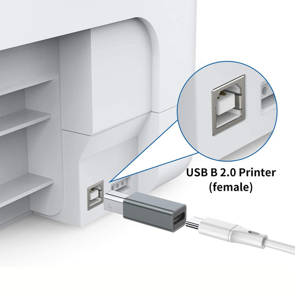 TECPHILE – USB B to USB C Printer Square Port Adapter - 10