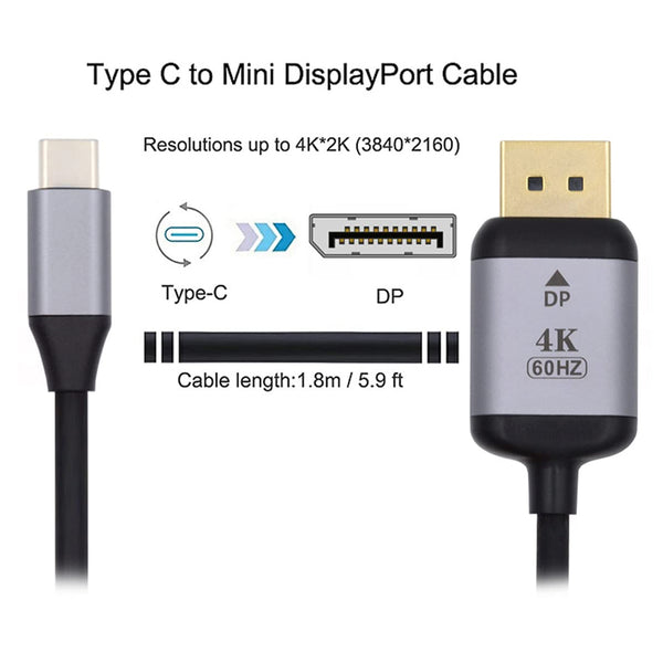 TECPHILE – USB Type C to Mini DisplayPort/DP Cable - 15