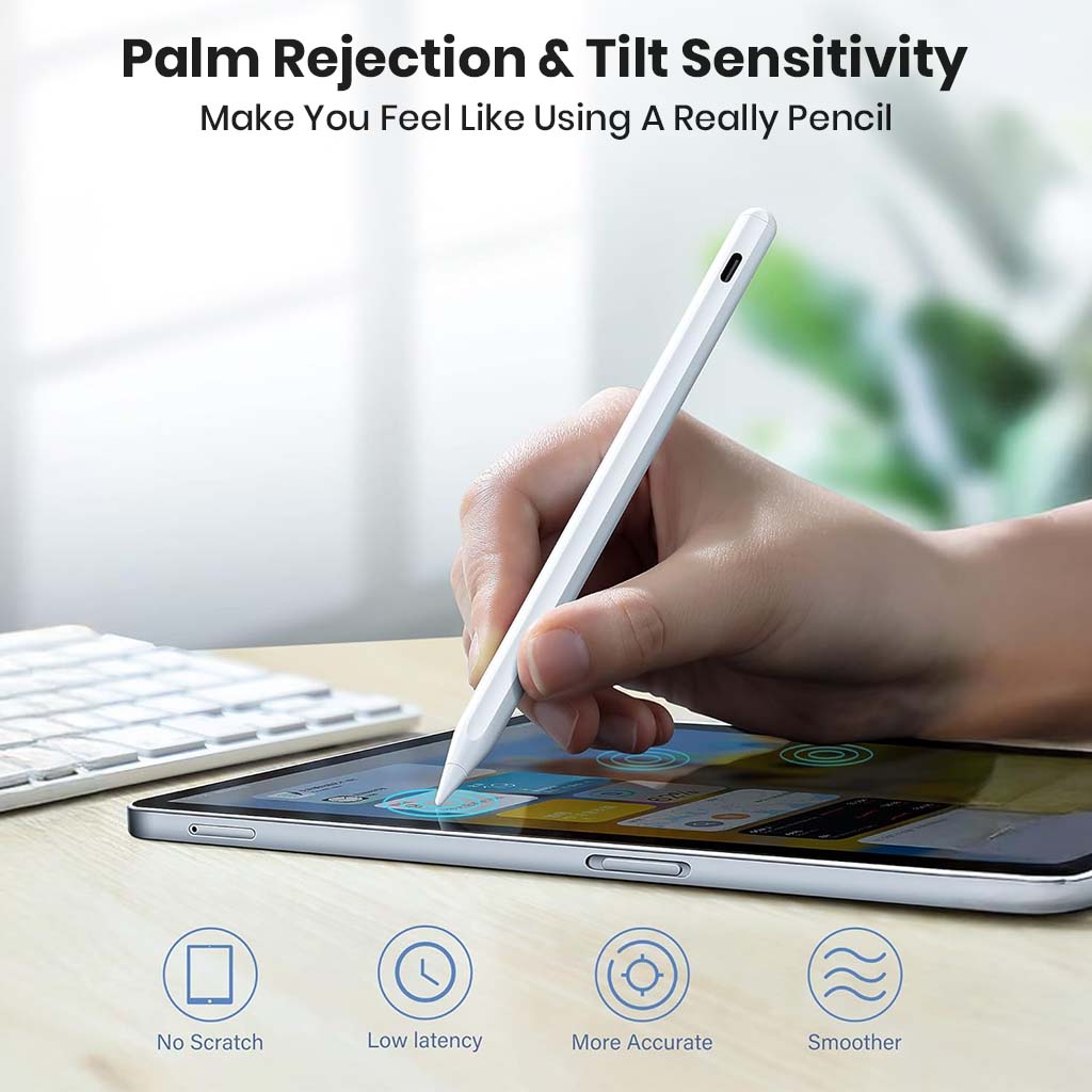 TECPHILE V1S Upgraded Stylus Pen For iPads Palm Rejection & Tilt Sensitivity