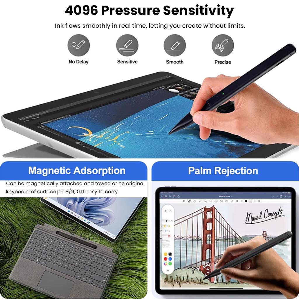 TECPHILE X1 Pro Active Stylus Pen for Microsoft Surface with Magnetic Adsorption