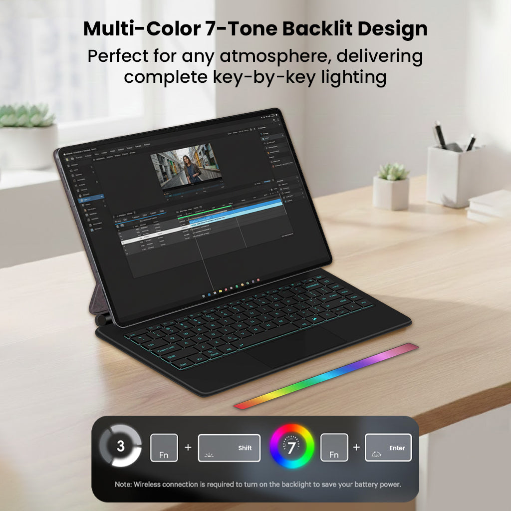 Backlit keyboard with multi-color backlight for Galaxy Tab S11 Ultra