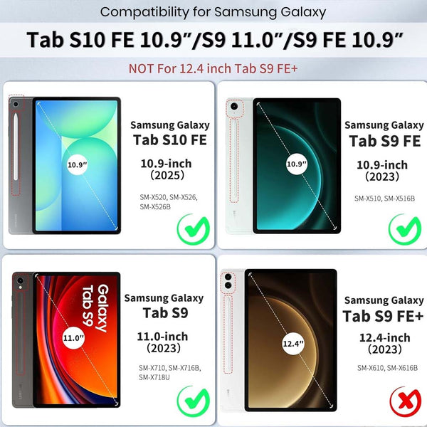 XZT-S9 Keyboard Case for Galaxy Tab S10 FE/S9 FE/S9 with Touchpad & 360° Cover - 2