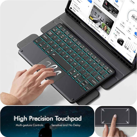 TECPHILE XZT-S9 Keyboard Case for Galaxy Tab S10 FE/S9 FE/S9 – Bluetooth Touchpad & 360° Cover - 0