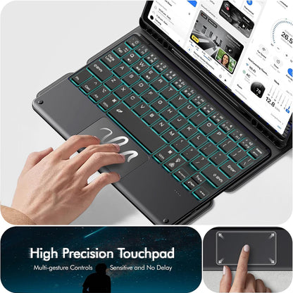 Close-up of XZT-S9 Keyboard Case touchpad with multi-gesture support, highlighting high precision and responsive control.