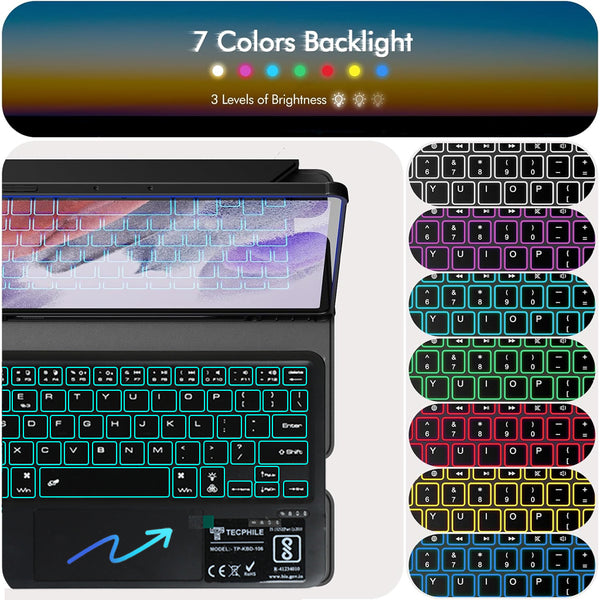XZT-S9 Keyboard Case for Galaxy Tab S10 FE/S9 FE/S9 with Touchpad & 360° Cover - 4