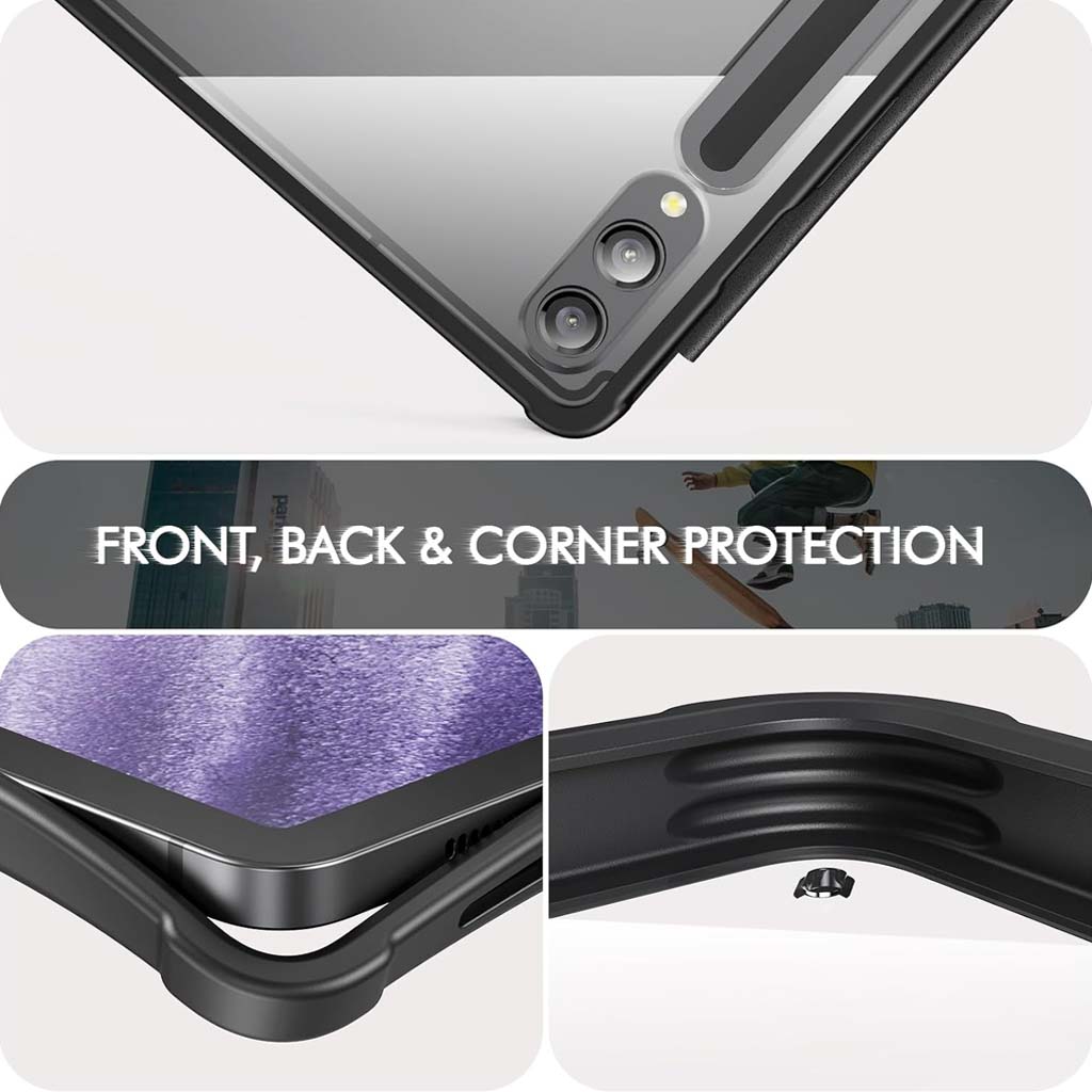 XZT-S9 Keyboard Case offers full front, back, and corner protection for Galaxy Tab, ensuring device safety from drops.