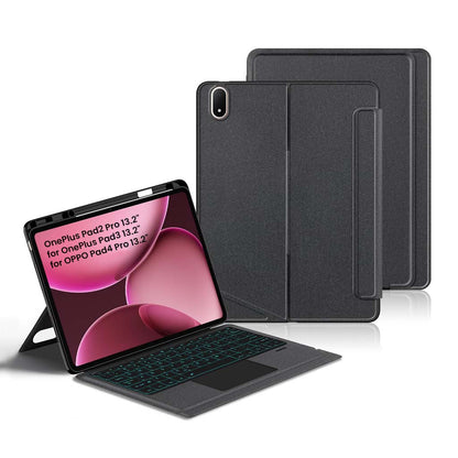 TECPHILE- TJ-OP132 Keyboard Case for OnePlus Pad 2/3/4 Pro 13.2 with magnetic folio cover and detachable keyboard, ideal for tablet productivity.
