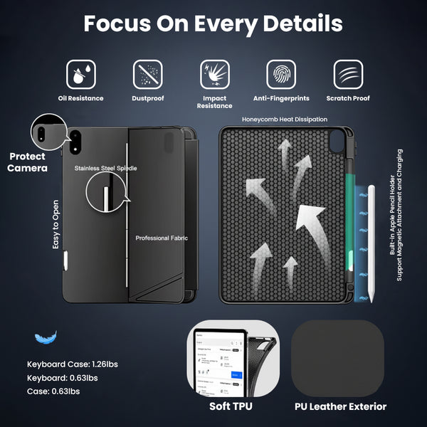 TECPHILE- TJ-OP132 Keyboard Case for OnePlus Pad 2/3/4 Pro 13.2 - 10