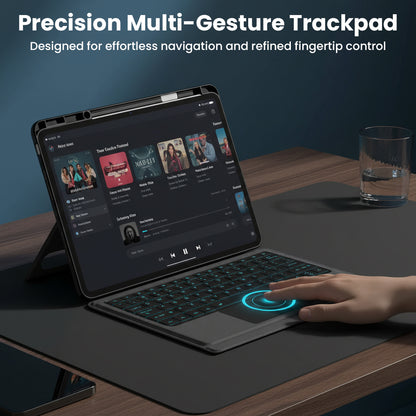 TECPHILE- TJ-OP132 Keyboard Case includes a precision multi-gesture trackpad for smooth navigation and fingertip control on OnePlus Pad 13.2 inch.