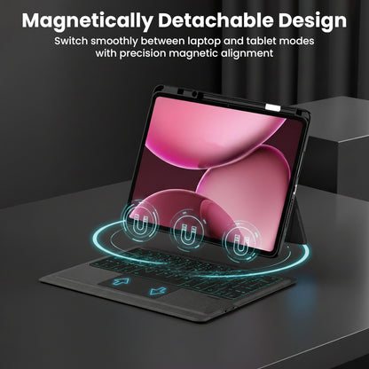 Magnetically detachable TECPHILE- TJ-OP132 Keyboard Case for OnePlus Pad 13.2 allows seamless switching between laptop and tablet modes.