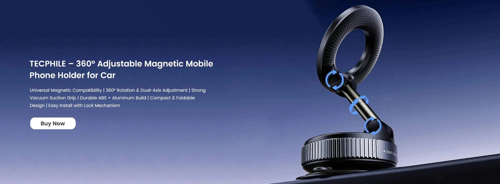 Tecphile   360  adjustable magnetic mobile phone holder for car 1