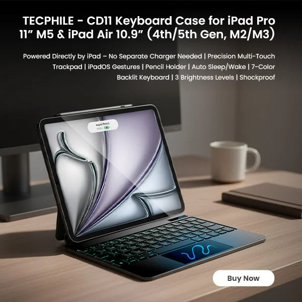 Keyboard Case for iPad Pro 11” M5 & iPad Air 10.9” (4th/5th Gen, M2/M3)