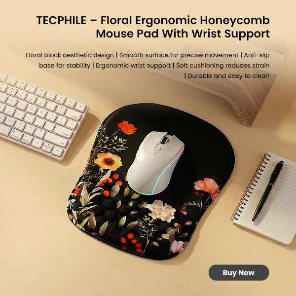 Floral Ergonomic Honeycomb Mouse Pad 