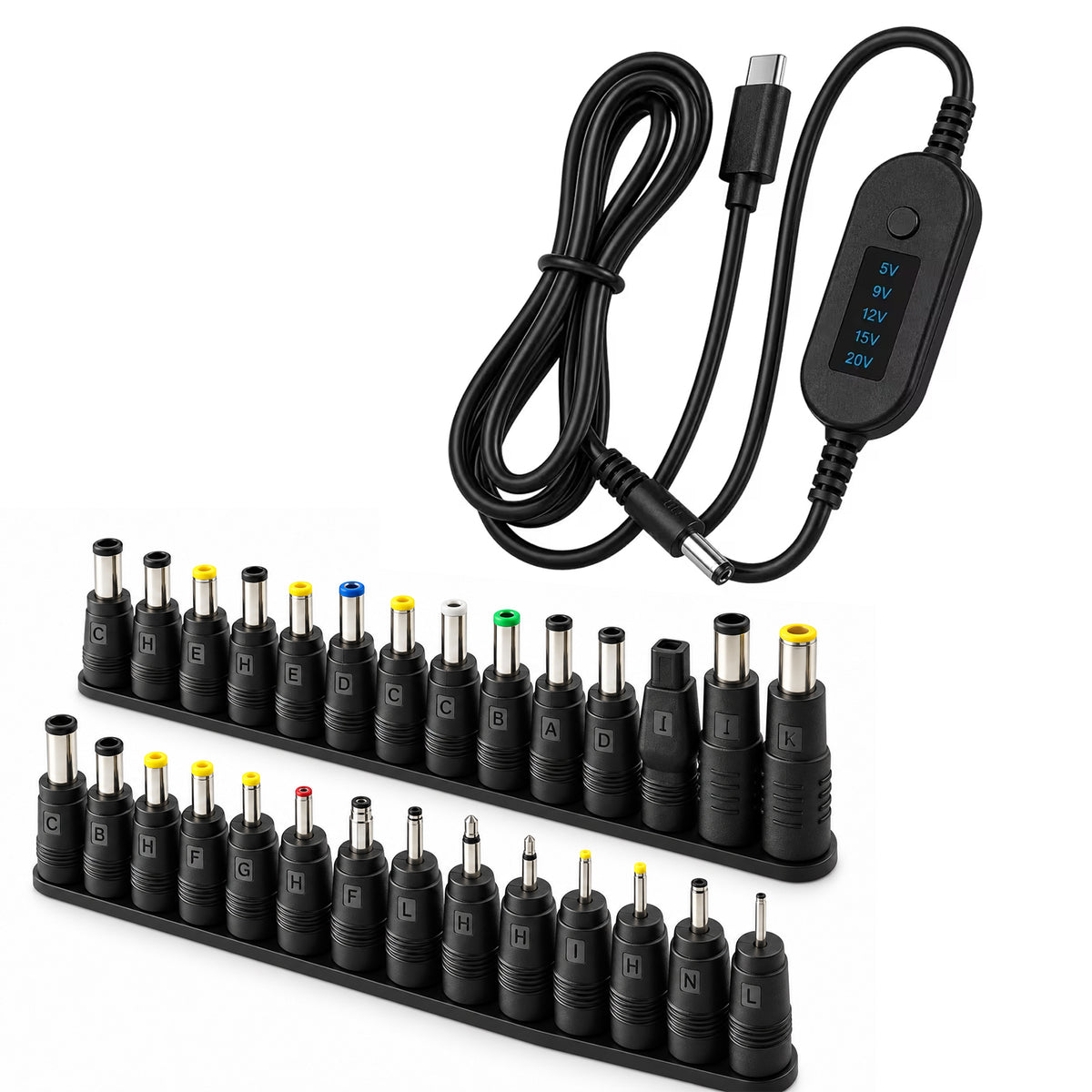 TECPHILE PD 140W USB C to DC Power Cable & Adapter with Digital Display