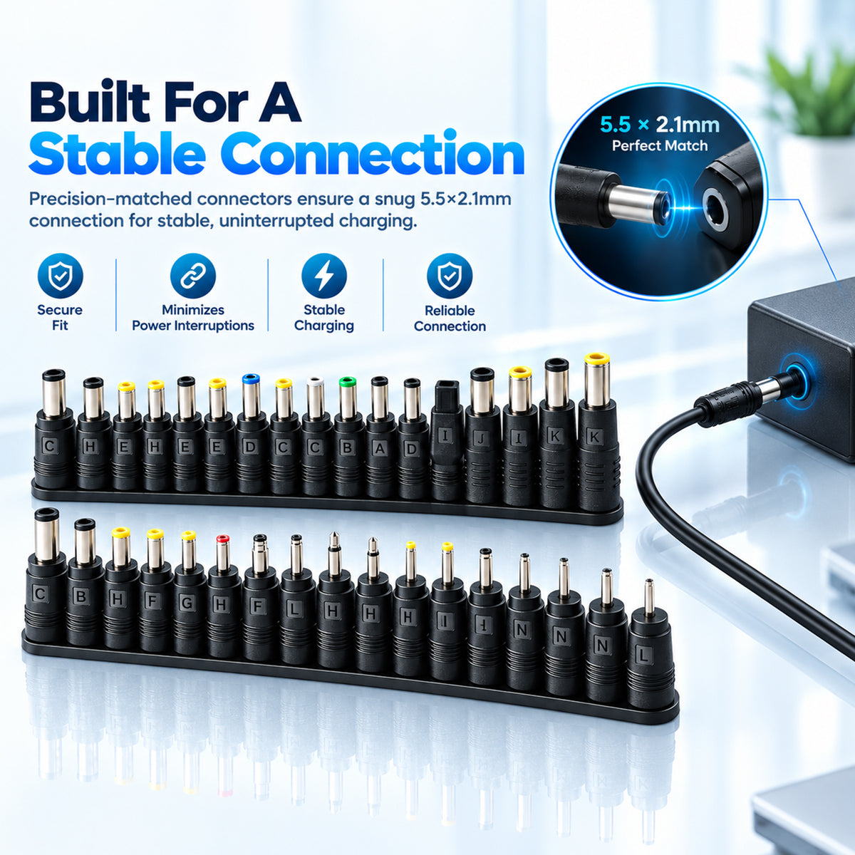 TECPHILE PD 140W USB C to DC Power Cable & Adapter with Digital Display