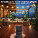 TECPHILE – ST38 50ft Outdoor String Lights Waterproof & Dimmable Bulbs - 12