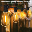 TECPHILE – ST38 50ft Outdoor String Lights Waterproof & Dimmable Bulbs - 7