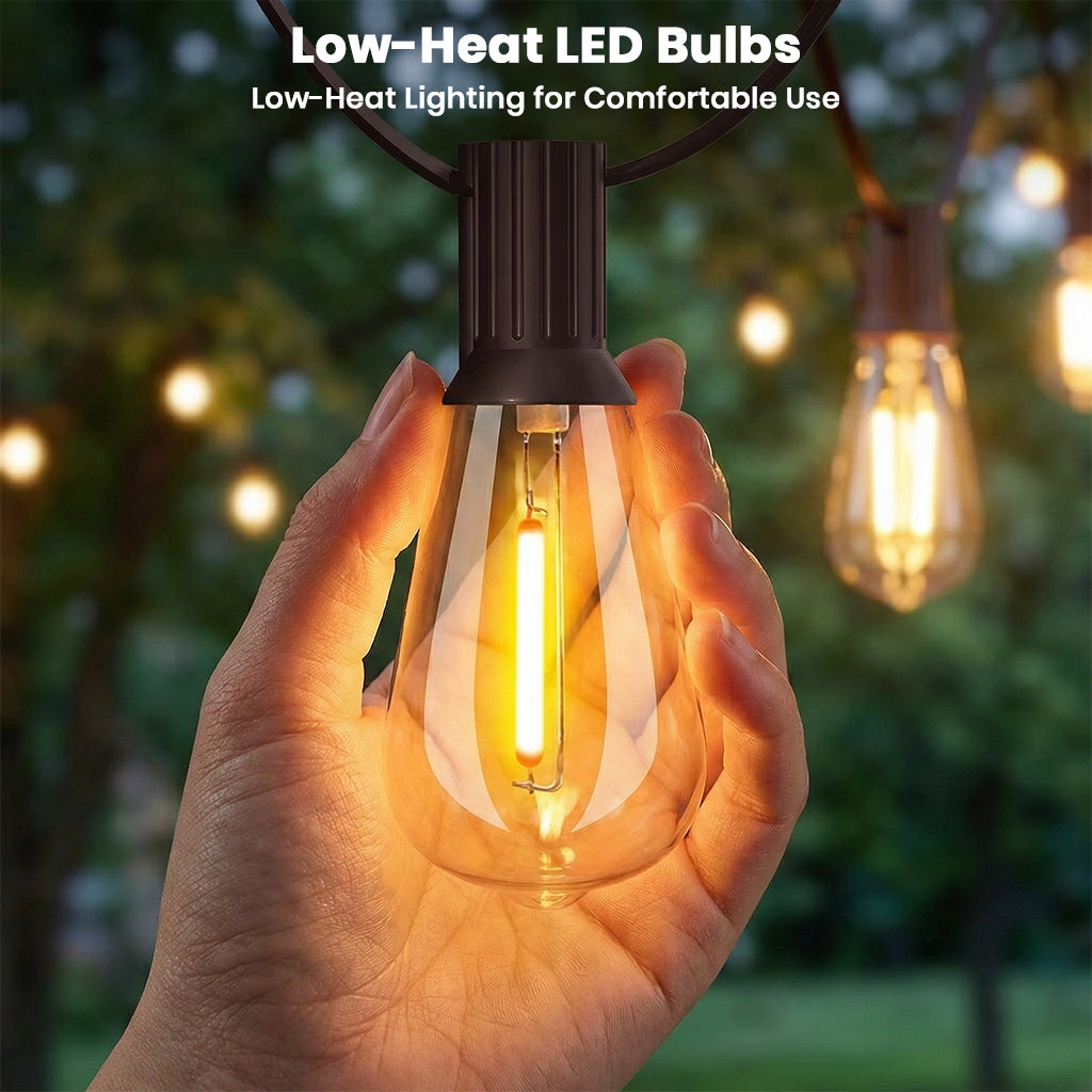 TECPHILE – ST38 50ft Outdoor String Lights Waterproof & Shatterproof Bulbs