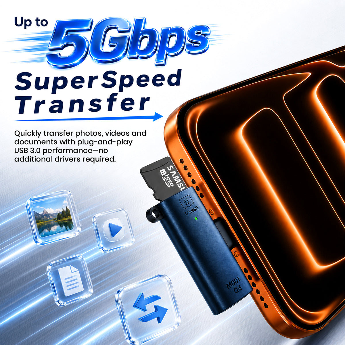 TECPHILE Type C to MicroSD Card Reader OTG Adapter with with USB 3.0 Super Speed