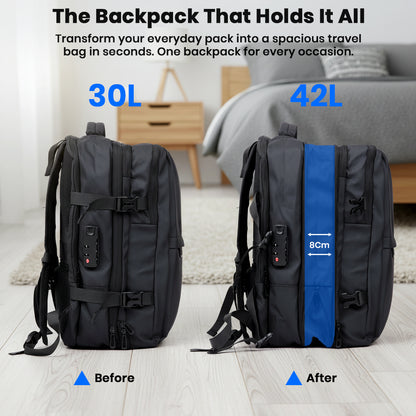 TECPHILE – VacuPack Travel Vacuum Backpack 30-42L Expandable Laptop Bag