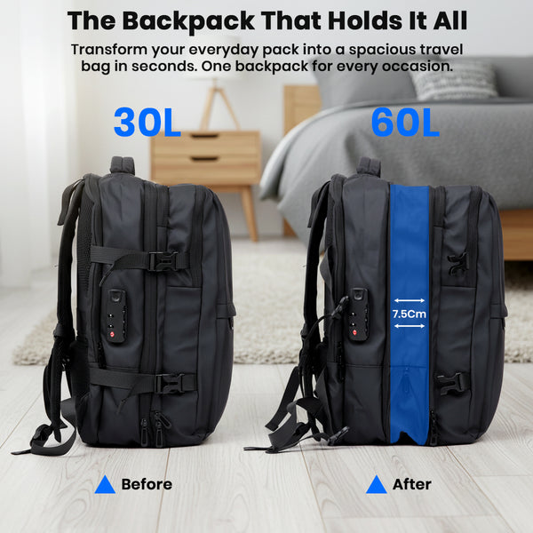 TECPHILE – VacuPack Travel Vacuum Backpack 30-60L Expandable Laptop Bag - 13