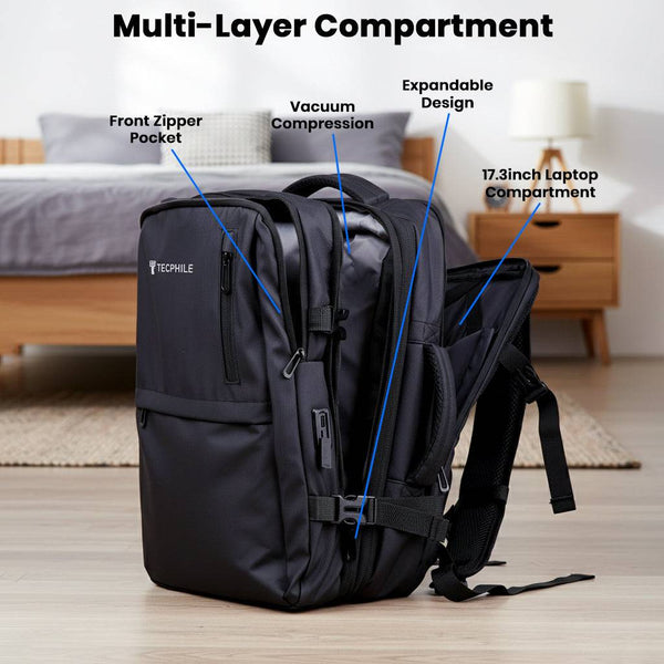TECPHILE – VacuPack Travel Vacuum Backpack 30-60L Expandable Laptop Bag - 4