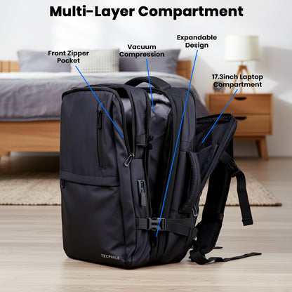 TECPHILE – VacuPack Travel Vacuum Backpack 30-42L Expandable Laptop Bag