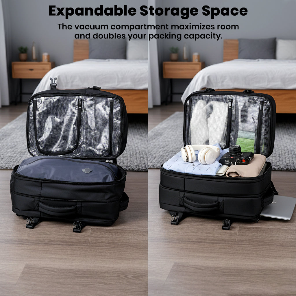 TECPHILE – VacuPack Travel Vacuum Backpack 30-42L Expandable Laptop Bag