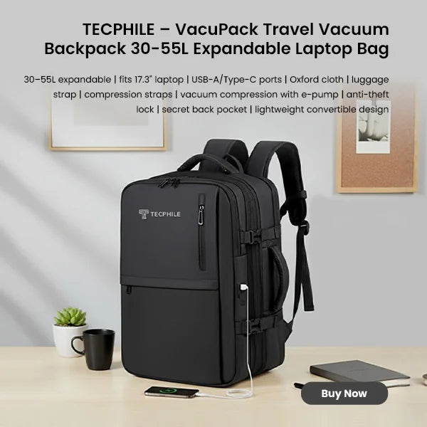 TECPHILE – VacuPack Travel Vacuum Backpack