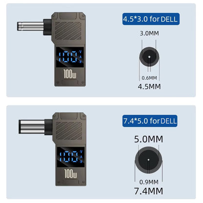TECPHILE USB-C to DC adapter for Dell with 4.5x3.0mm and 7.4x5.0mm plug size options, compatible with multiple Dell laptop models.