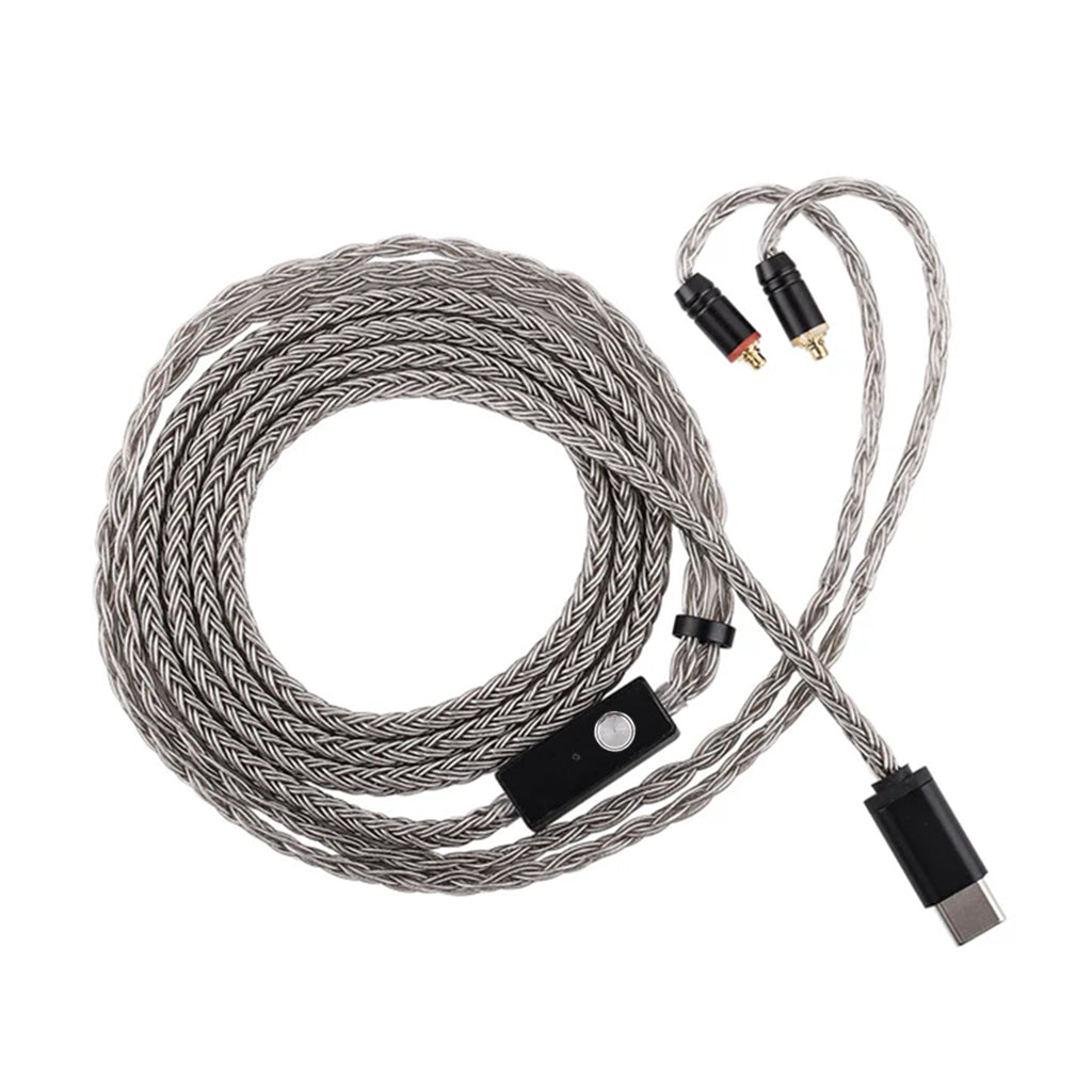 Tripowin Zonie silver-plated 16-core IEM upgrade cable with USB-C and MMCX connectors, optimized for portable HiFi audio setups.