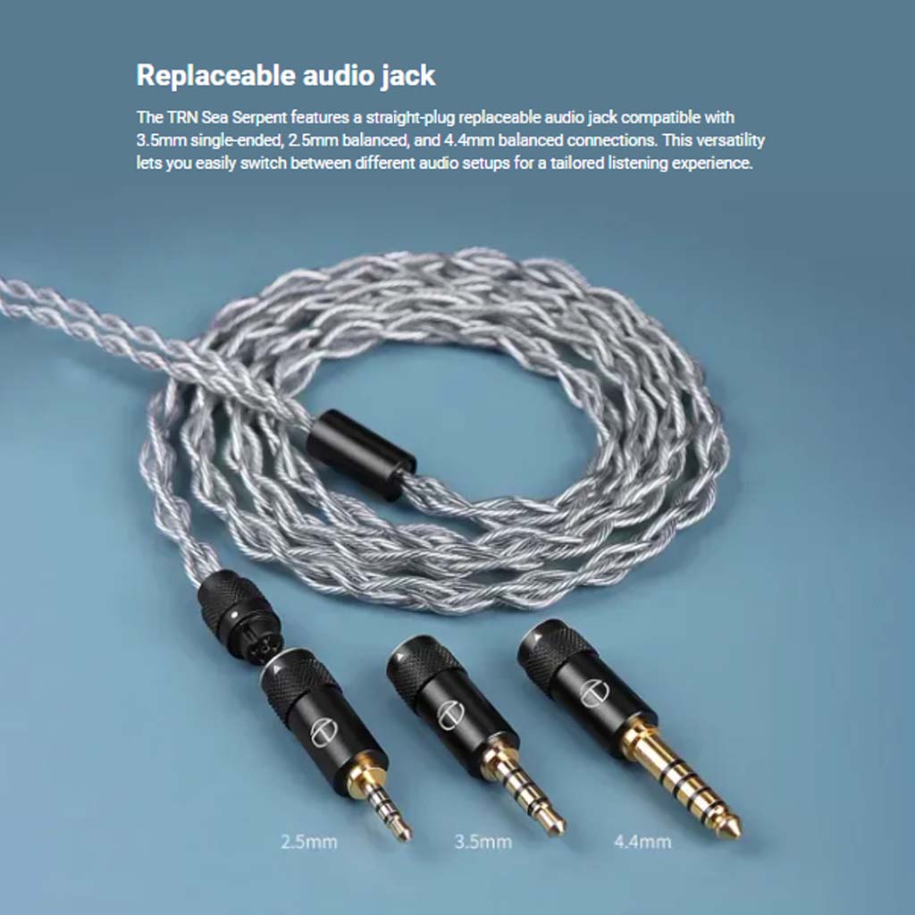 TRN Sea Serpent 4 Core Copper & Silver Mixed Upgrade Cable replacable plug