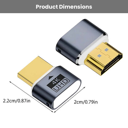 TECPHILE 4K HDMI Dummy Plug product dimensions: 2.2cm x 2cm, compact design for easy use in headless display and remote access systems.