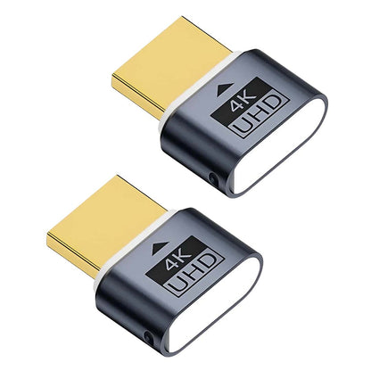 Set of two TECPHILE 4K HDMI Dummy Plugs with gold connectors, perfect for dual GPU setups or multiple headless display configurations.