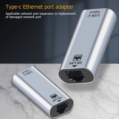 TECPHILE Ethernet Adapter for Type-C devices, ideal for network port expansion or replacing damaged ports in laptops and tablets.