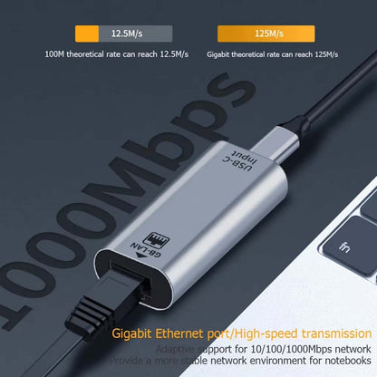 TECPHILE Gigabit Ethernet Adapter with USB-C input supports 100/1000Mbps speeds for stable, high-speed data transmission.