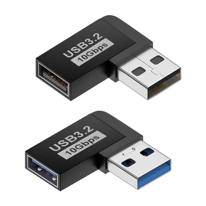 Dual TECPHILE USB 3.2 OTG Adapters with 10Gbps speed and right-angle design for efficient laptop and peripheral connectivity.
